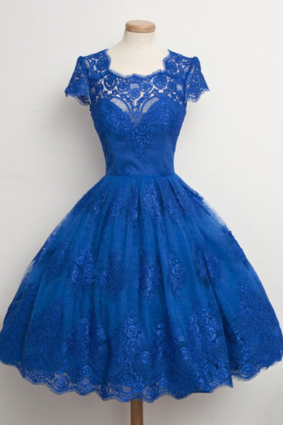 Royal Blue Homecoming Dress,scalloped-edge Ball Knee-length Dresses 