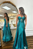 Emerald Green A-line Sweetheart Neck Pleated Long Prom Dresses, SLP023 | simple prom dresses | long prom dress | prom dresses online | simidress.com