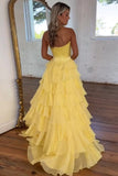 Gorgeous Blue Chiffon A-line Sweetheart Tiered Long Prom Dresses, SLP038 | prom dress stores | prom dress near me | new arrival prom dresses | simidress.com