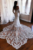 Gorgeous Tulle Mermaid Off-the-Shoulder Lace Appliques Wedding Dresses, SW706 | bohemian wedding dress | wedding dress stores | bohemian wedding dress | simidress.com