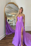 Lilac Chiffon A-line Strapless Keyhole Long Prom Dresses, Party Dresses, SLP029 | purple prom dress | lilac prom dress | long formal dresses | simidress.com