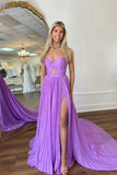 Lilac Chiffon A-line Strapless Keyhole Long Prom Dresses, Party Dresses, SLP029 | simple long prom dresses | new arrival prom dress | cheap long prom dress | simidress.com