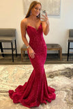 Royal Blue Mermaid Sequins Sweetheart Strapless Long Prom Dresses, SLP030 image 5