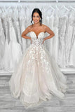 Tulle A-line Strapless Wedding Dresses With Lace Appliques, Bridal Gown, SW673 | lace wedding dress | cheap wedding dress | wedding dresses stores | simidress.com