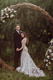 Tulle Mermaid V-neck Backless Long sleeves Lace Wedding Dresses, SW700 | cheap lace wedding dress | bohemian wedding dress | beach wedding dress | simidress.com