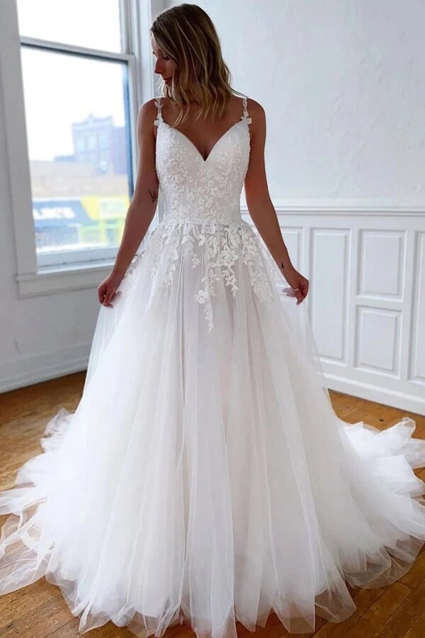 Tulle Train Wedding Dress