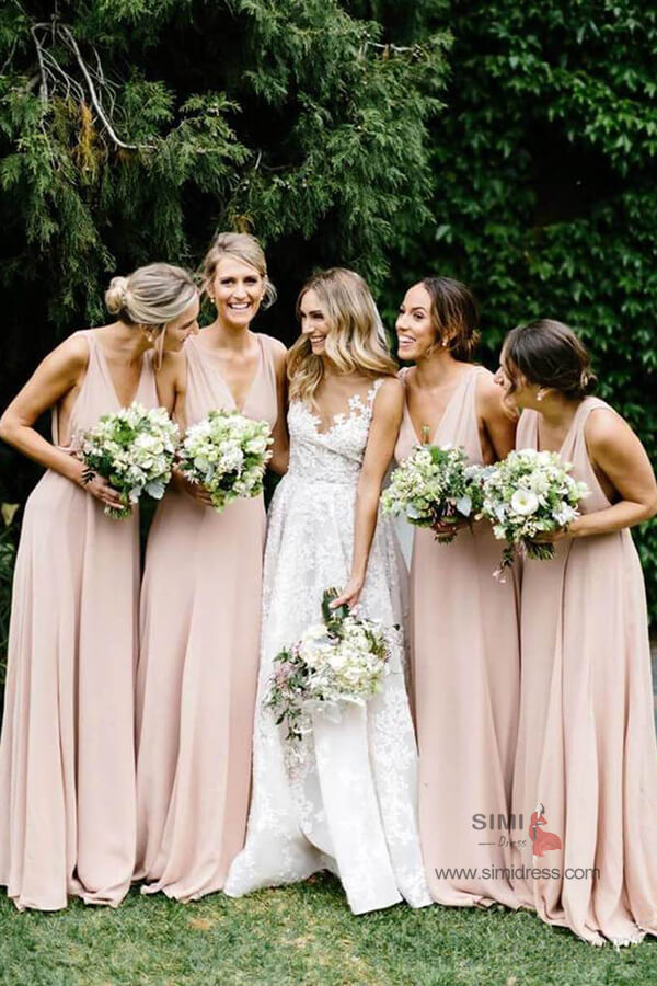 Blush Chiffon Wedding Dress