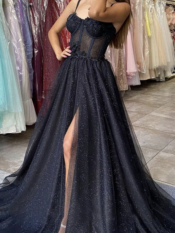 Sexy Black Sheer Prom Dress,Lace Prom Dress with Tunic,Evening Dresses –  Simidress