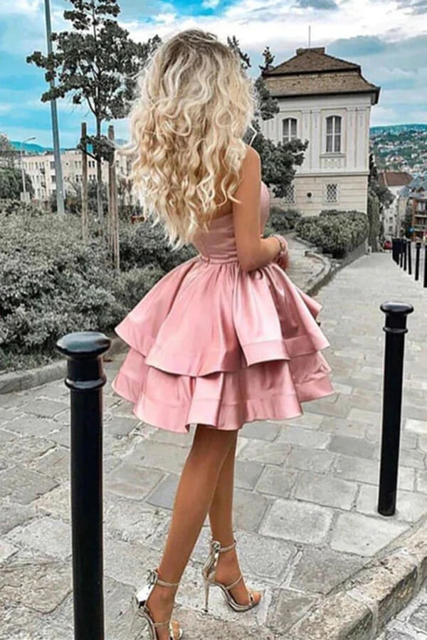 Cheap Simple V Neck Pink Homecoming Dresses Short Prom Dresses Online, –  Shiny Party