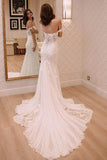 Ivory Mermaid Off Shoulder Court Train Lace Appliqued Wedding Dresses, SW526 | lace wedding dresses | wedding gown | bridal outfit | www.simidress.com