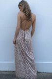 Pearl Pink Lace A-Line Spaghetti Straps Criss-Cross Straps Long Prom Dress at simidress.com