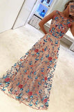 New Arrival Popular A Line Sleeveless Formal Dress Long Prom Dresses with Embroidery, M291