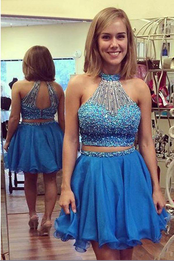 Two Piece Homecoming Dress,Short Prom dresses,Prom Dress with Beading –  Simidress