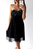 Black Sweetheart Strapless Homecoming Dress,Open Back Tulle Up Short Prom Dress