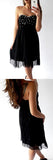 Black Sweetheart Strapless Homecoming Dress,Open Back Tulle Up Short Prom Dress, SH221