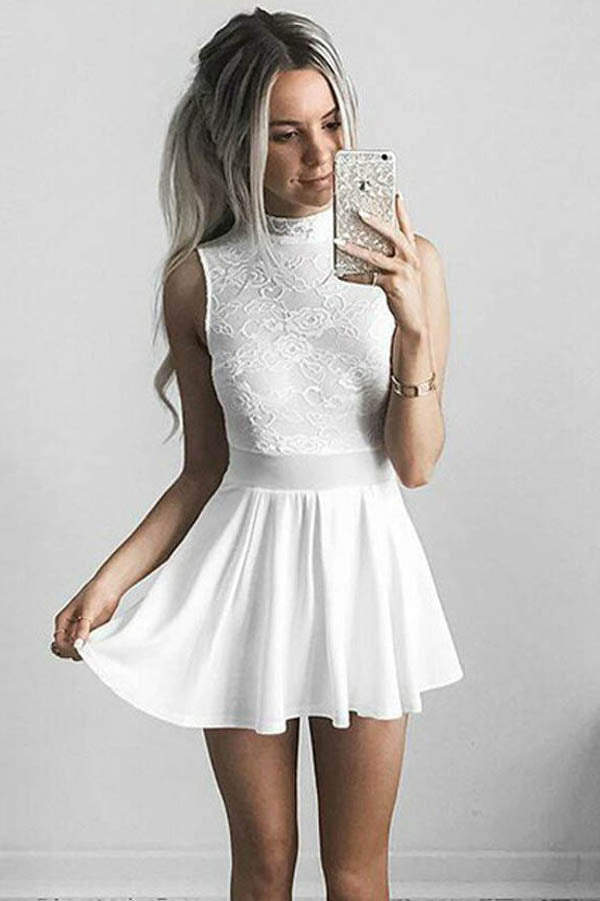 White chiffon dress sales short