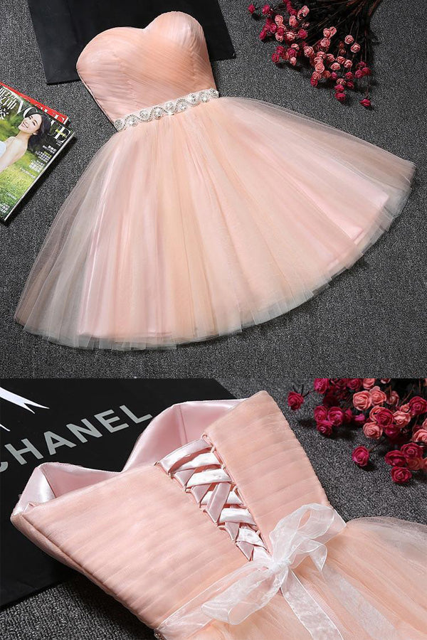 Blush pink short orders prom dress