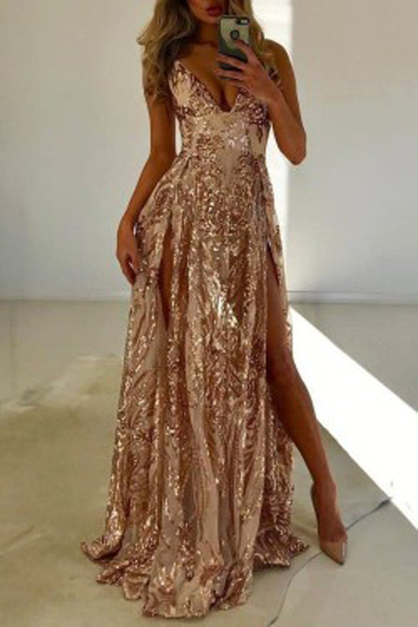 double slit prom dress