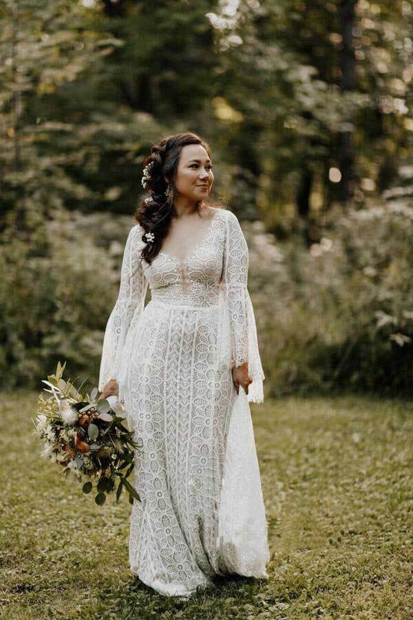 Long Sleeve Lace Sheath Wedding Dress