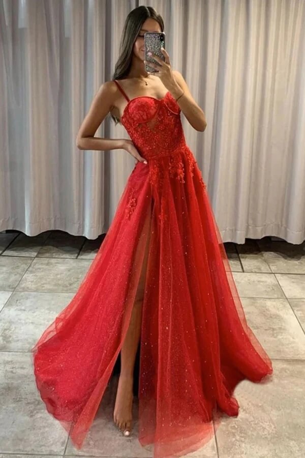 Sparkly Red Strapless Dress