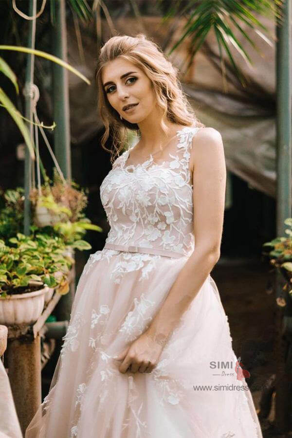 Affordable Vintage A Line Wedding Dress With Corset Top