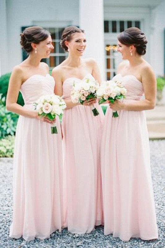 Chiffon Long Bridesmaid Dresses,Pink Bridesmaid Dress,Bridesmaid Gowns –  Simidress