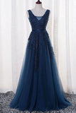 Open Back Lace Prom Dresses,Navy Blue Long Prom Dress,Formal Evening Dress,SIM620